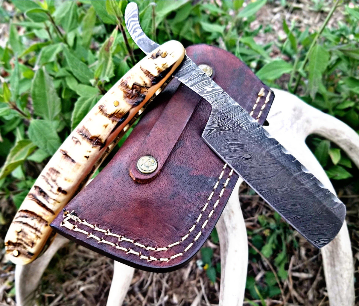 Large Damascus Razor with multiple Handles – KNIVES and WIVES