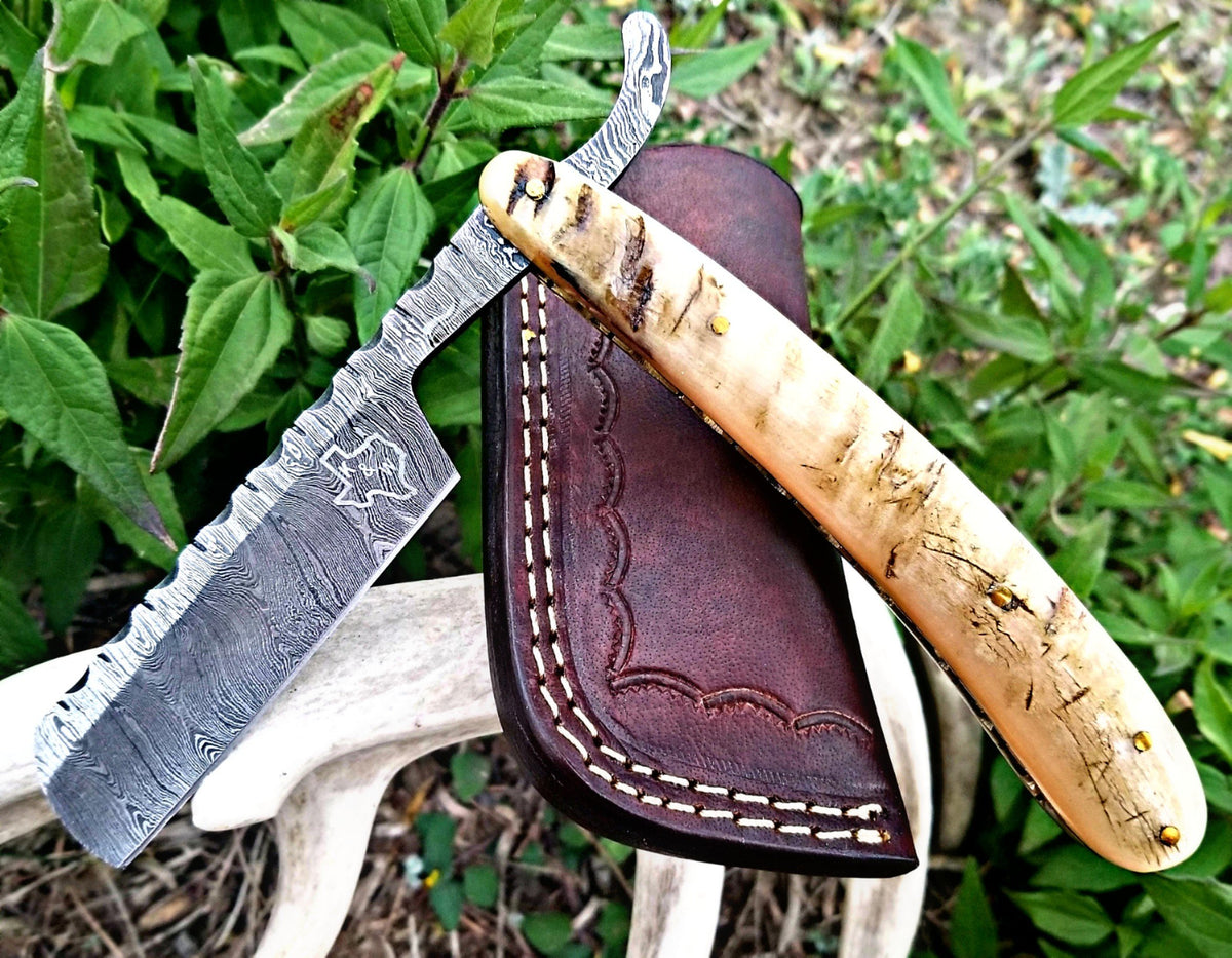 Large Damascus Razor with multiple Handles – KNIVES and WIVES