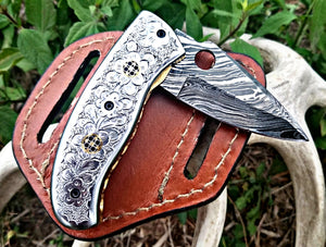 Executive Damascus Folder with Carved Handle