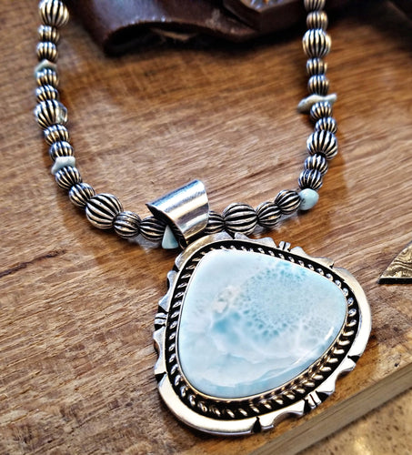 Beautiful Navajo Larimar Necklace